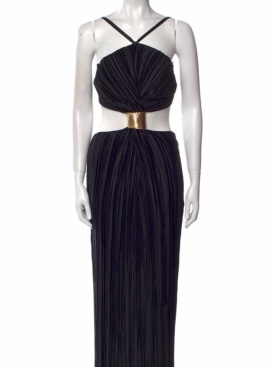 cult gaia Dresses & Skirts - cult gaia Black Pleated Maxi Dress with Gold Logo Accent NW , Size M